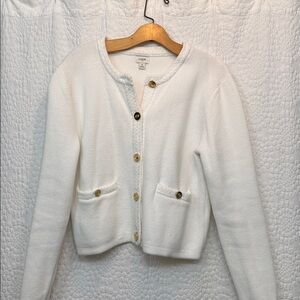 J. Crew Facotry Ivory Cardigan with Gold Buttons